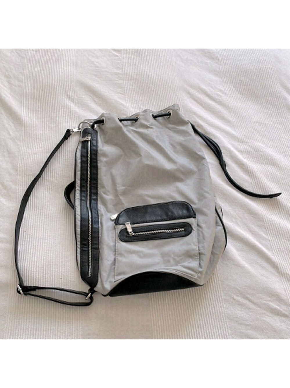 Co-lab Gray and Neon Yellow Nylon Large Travel Tote Bag with Zippered Pockets